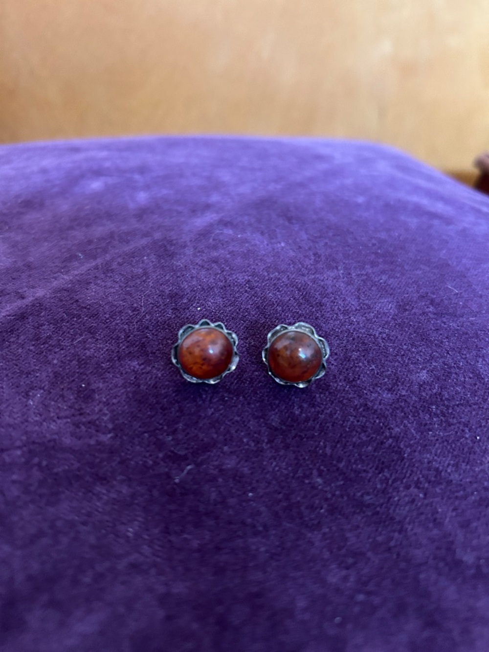 Amber silver earrings